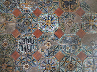 Colorful Historic Tile Floor Detail at the Palazzo Venezia Building in Rome, Italy