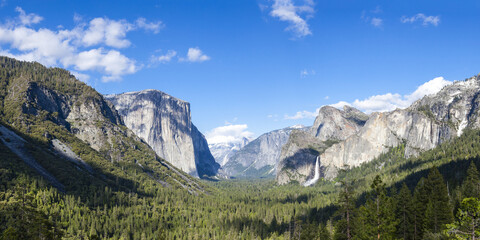 Panoramic view of Bridalveil Fall, Yosemite National Park; California, United States of America