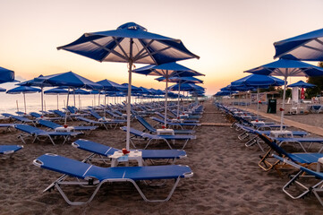 sun beds and umbrellas on the beach