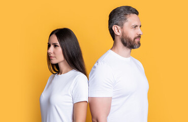 Obraz premium Couple standing back to each other. Family couple. Couple breakup. Conflict in relationship