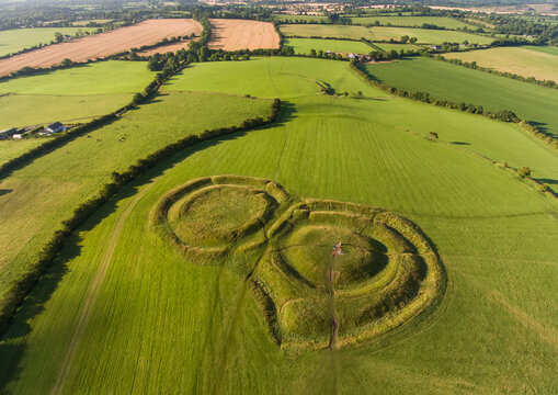 Aerial view of the Hill of Tara, ancient burial and ceremonial site, County Meath, Leinster, Ireland