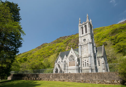 Kylemore Gothic Church in Connemara, built in memory of the deceased wife (Margaret Henry) of Kylemore Abbey's owner (Mitchel Henry) in 1881; County Galway, Ireland