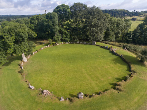 Aerial view of the Grange Stone Circle at Lough Gur; County Limerick, Ireland
