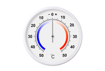 Celsius scale thermometer isolated on transparent background. PNG file. Ambient temperature zero...