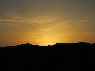 Golden Sunset View in Mountain Landscape in Italy