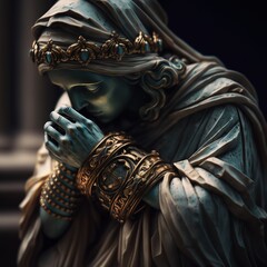 Fototapeta na wymiar 3d illustration statue of praying woman