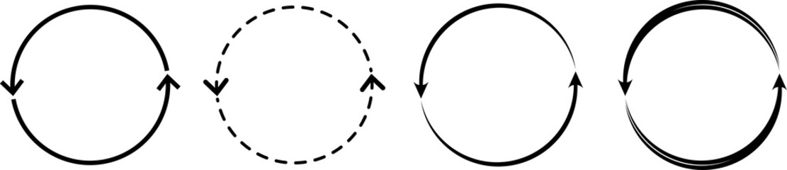 Rotate arrow and spinning loading symbol. Circular rotation arrows. Circle pointer vector set on transparent background. PNG image