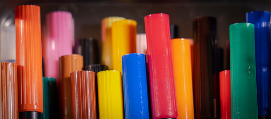 brush-tip markers in various colors