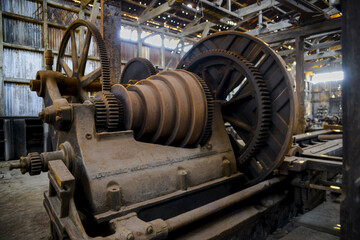 Old, rusted lathe in a mining museum; Humberstone, Chile