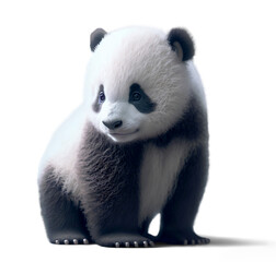 Cute baby panda cub, 3D illustration on isolated background - obrazy, fototapety, plakaty