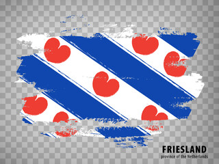 Flag of  Friesland brush strokes. Flag of Province  Friesland on transparent background for your web site design, logo, app, UI. Netherlands. EPS10.
