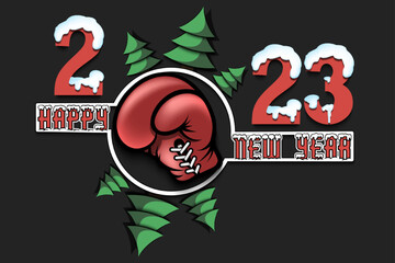 Happy New Year 2023 and boxing glove