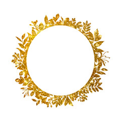 golden wreath leaves brunches invitation card