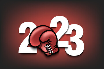 Happy New Year 2023 and boxing glove