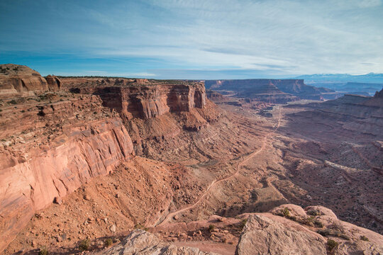 The White Rim Road is a 100 mile backcountry road through Canyonlands National Park in Utah.