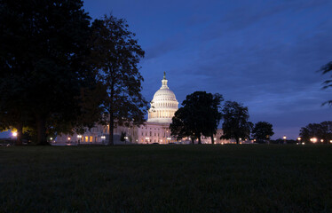 Sunrise at the United States Capitol Building in Washington, District of Columbia.