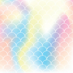 Gradient mermaid background with holographic scales.