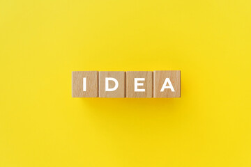 idea word written on wooden block, creative idea and innovation concept