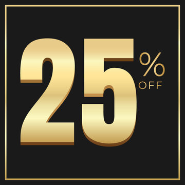 25% off golden with black background