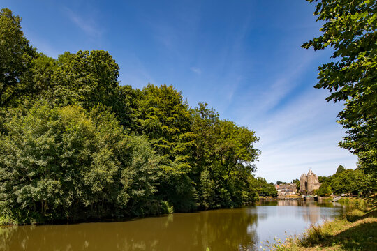 Josselin Castle on the River Oust; Josselin, Morbihan, North-West France, France