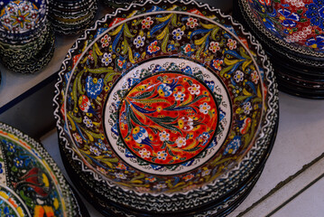 Painted dishes in the shop.