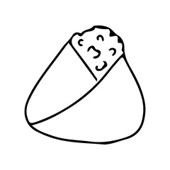 onigiri Sushi with seafood or fish. Asian cuisine. Vector illustration isolated on white background