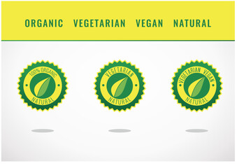Vegan organic natural badge set