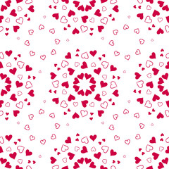 Seamless pattern with red hearts on a white background