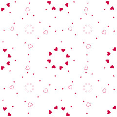 Fototapeta na wymiar Seamless pattern with red hearts on a white background