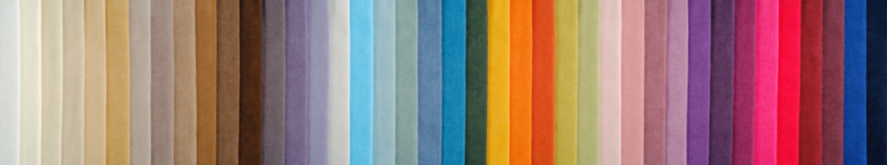 Close-up colorful fabric samples texture background