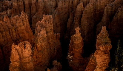 Looking Down Over Towering Hoodoos in Bryce Canyon