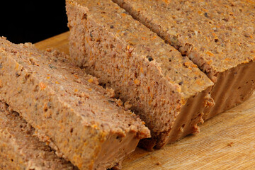Liver pate on the kitchen board.