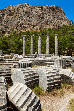 Ruins of the Temple of Athena Polias in Priene, near Kusadasi, Turkey; Turkey