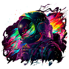 astronaut, vector, colorful, glowing spacial, astro vintage, poster, lost in space, galaxy voyager, shining astronaut on space. 