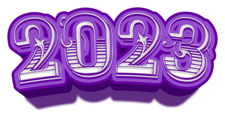 happy new year 2023 eve celebrations font golden purple shiny 