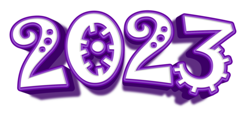 happy new year 2023 eve celebrations font golden purple shiny 