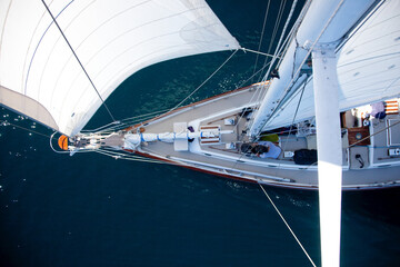 A sailboat from the tip of the mast.