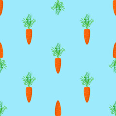 Seamless pattern with carrots on a blue background. Cute textile pattern