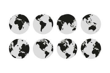 Earth Icons - World Icon Set - Planet Earth - Globe - Continents - World Map - Detailed Shapes - Transparent - Isolated - Illustrator - SVG - PNG - EPS - Vector Files	