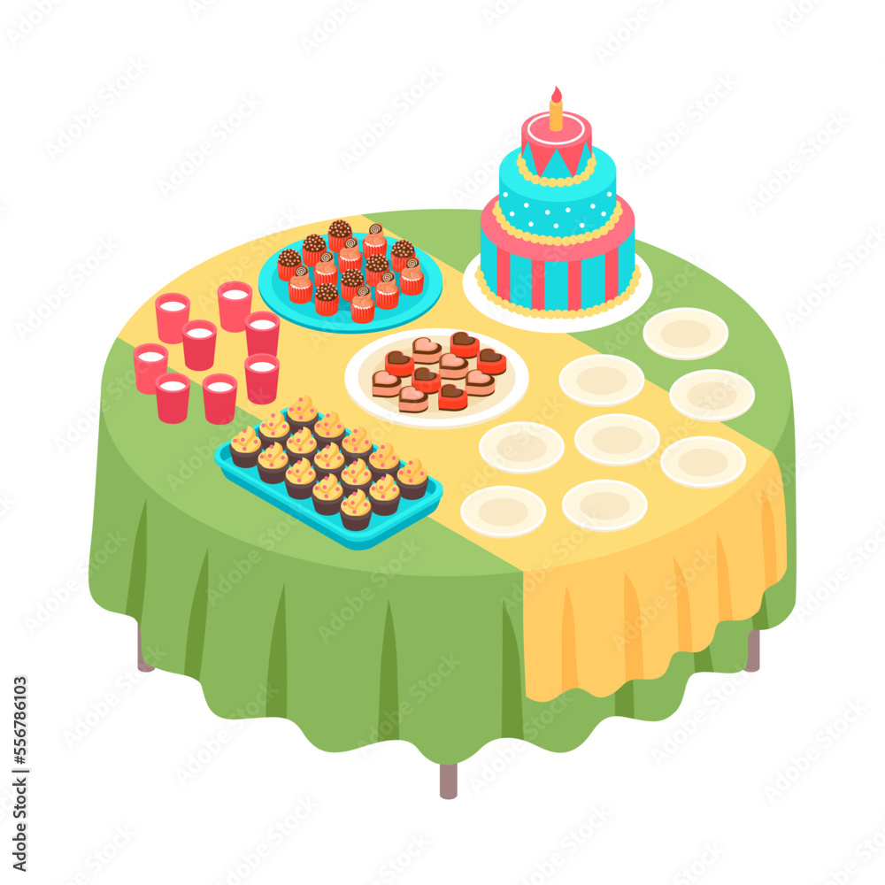 Sticker kids party sweets composition