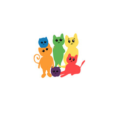 Fototapeta premium Rainbow colored cute cats illustration