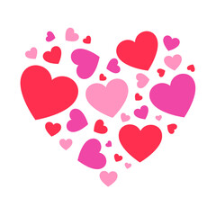 Heart made of hearts. Vector illustration