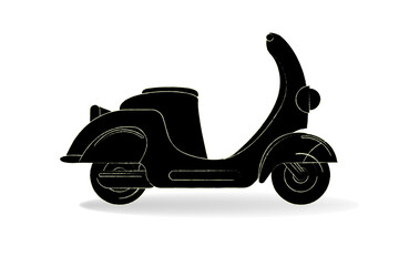scooter icon. grunge texture. black motorbike
