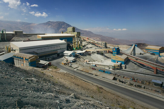 Ore crushing and grinding plant at El Teniente, the world's largest copper mine, near Rancagua, Chile; Cachopoal, Chile