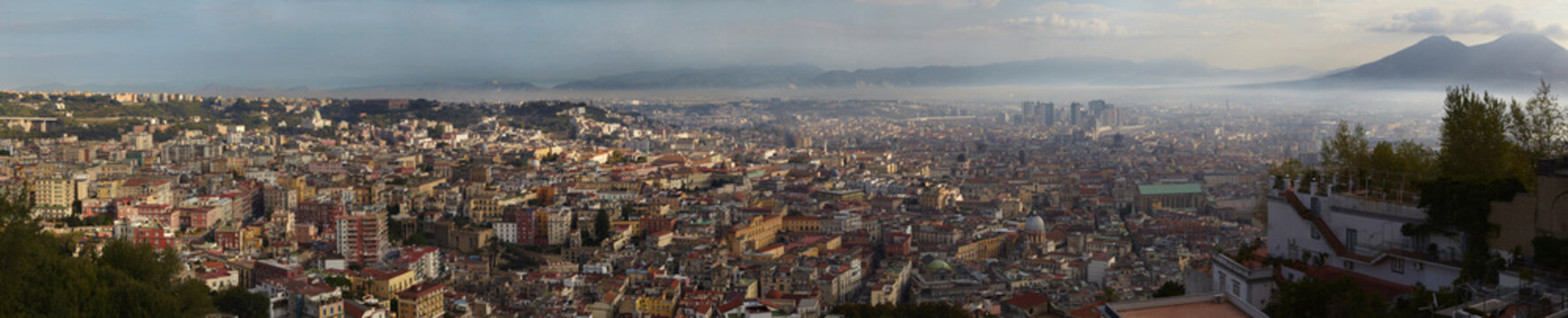 A view of Naples and Mt Vesuvius from Castel Sant'Elmo, Naples, Italy.; Naples, Italy.