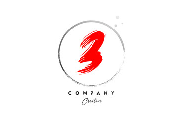 red grey 3 number letter logo icon design with dots and circle. Grunge creative gradient for business and company