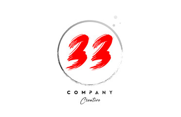 red grey 33 number letter logo icon design with dots and circle. Grunge creative gradient for business and company
