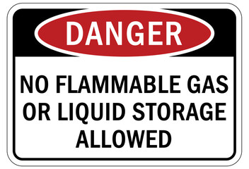 Fire hazard, flammable storage sign and labels