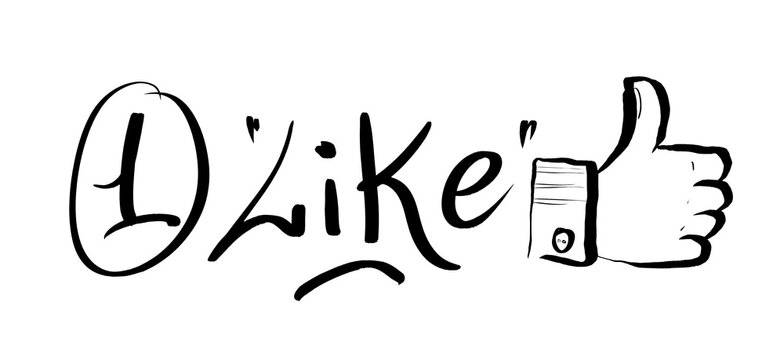 arriba like, dale un like, dibujo de pulgar hacia arriba para marcar un me gusta (like) en redes sociales 
