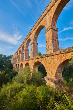 Old, Roman aqueduct, the Ferreres Aqueduct (Aq&uuml;educte de les Ferreres) also known as Pont del Diable (Devil's Bridge) near Tarragona; Catalonia, Spain